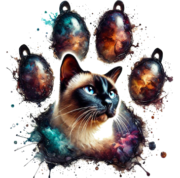 Preview: Keramikbecher mit Siamkatze in einer Pfote